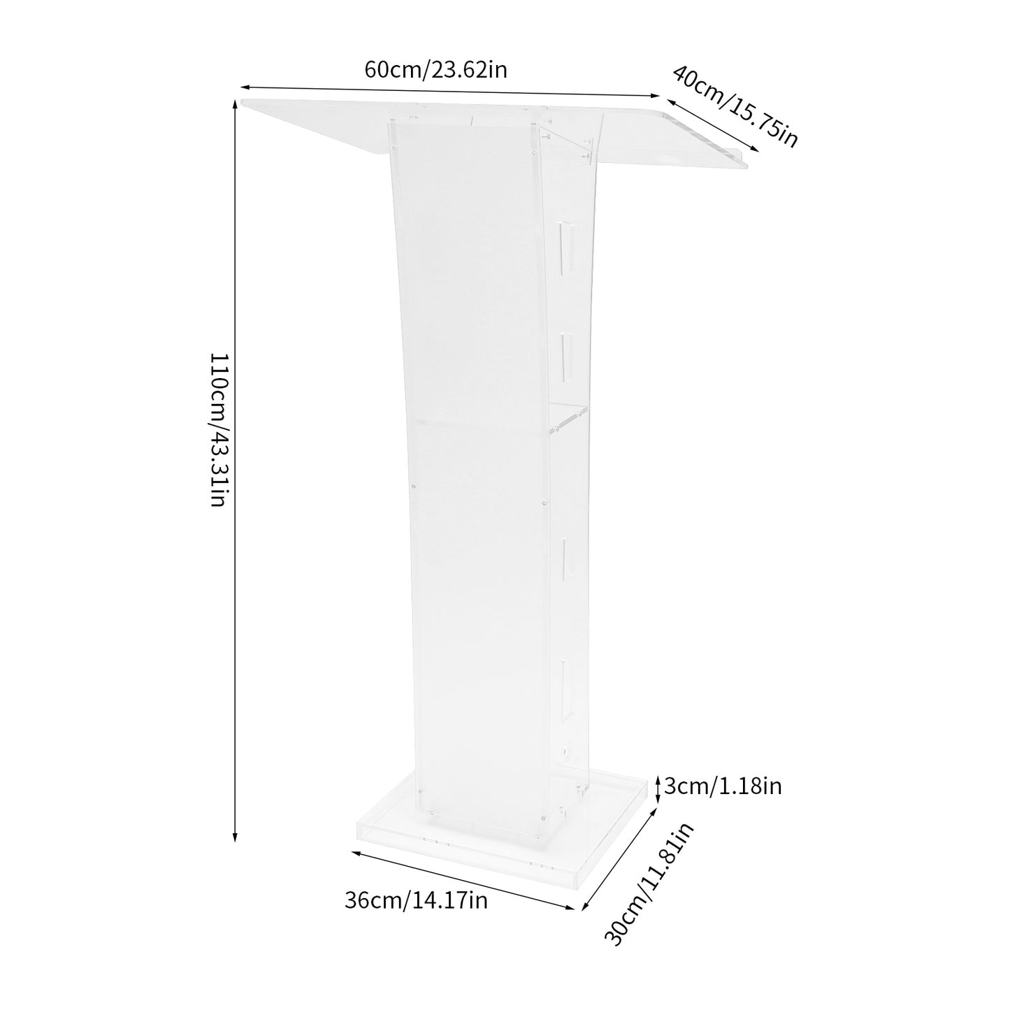 Acrylic Podium – Spreekgestoelte – Lectern – Presentatiepult – Standaard – Lichtgewicht & Stevig – 110cm Hoog Met Opbergplateau