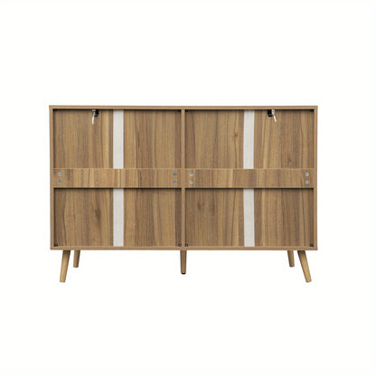 Ladekast – Ladenkast – Commode – Opbergkast – Dressoir – Walnootkleur – Rattan Ladefronten – 6 Lades – Stevige Dennenhouten Poten – 118,5 cm Breed