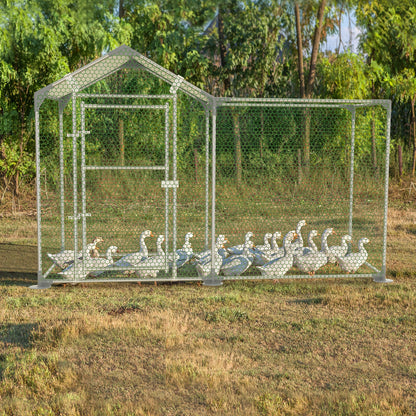 2/3m² Outdoor Chicken Run Coops with Security Lock, Galvanised Steel Frame, PVC Coated Nets & Sun Protection PE Shade Roof for Chicken Cage Poultry for Bird Small Animals Pets