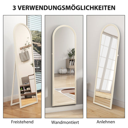 Staande Spiegel – Passpiegel – Vloerspiegel – Wandspiegel – Boogspiegel – Wit Frame – 50x160 cm – Vrijstaande & Ophangbare Full-Length Spiegel