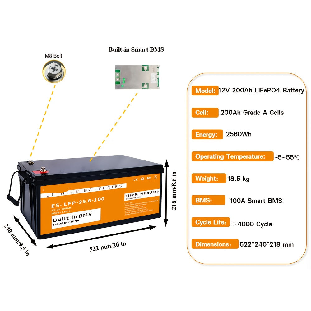 LiFePO4 Accu – 24V Accu – Camper Accu – Boot Accu – Zonnepaneel Accu – 100Ah Capaciteit – Ingebouwd BMS