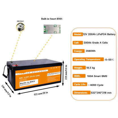 LiFePO4 Accu – 24V Accu – Camper Accu – Boot Accu – Zonnepaneel Accu – 100Ah Capaciteit – Ingebouwd BMS
