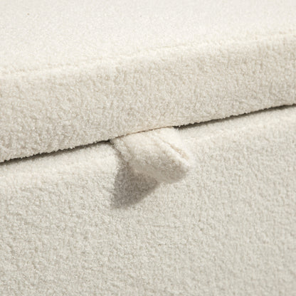 Opbergkruk – Opbergbox – Zitkruk – Opbergstoel – Opberghocker – Crème Wit – Stevige Stalen Poot – Zacht Fleece Bekleed