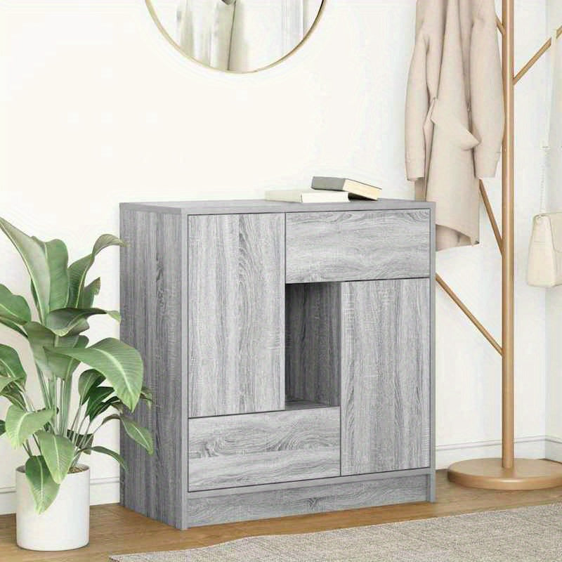 Sidetable – Sidetable Met Laden – Opbergkast – Kastje – Dressoir – Grijs – Massief Pijnhout – Compacte Afmetingen 70,5x34x74,5 cm
