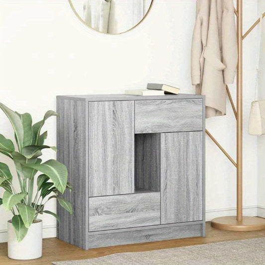 Sidetable – Sidetable Met Laden – Opbergkast – Kastje – Dressoir – Grijs – Massief Pijnhout – Compacte Afmetingen 70,5x34x74,5 cm