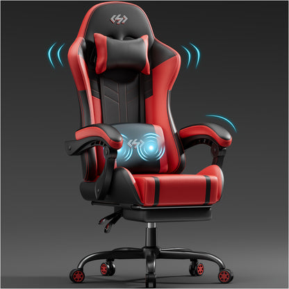 Gamingstoel – Gamestoel – Gaming Chair – Game Stoel – Bureaustoel – Verstelbare Rugleuning 90°-135° – Uitklapbare Voetsteun & Ergonomisch Neck Kussen