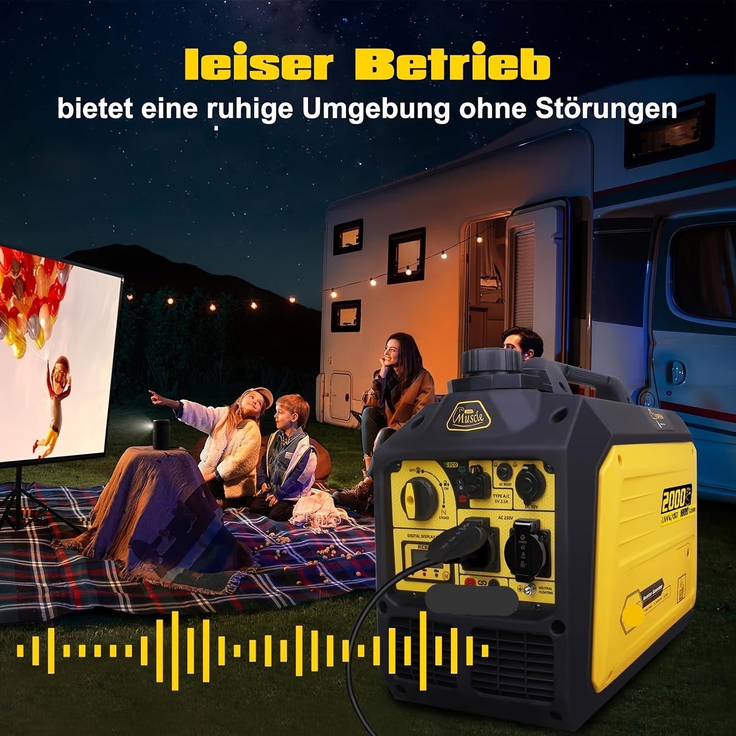 Benzine Generator – Draagbare Stroomvoorziening – Inverter Generator – Stille Generator – 2000 Watt Startvermogen – Smart Display - QUORE