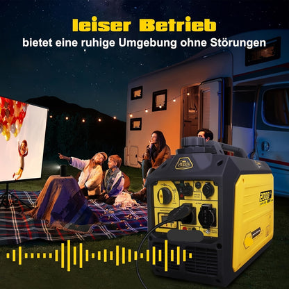 Benzine Generator – Draagbare Stroomvoorziening – Inverter Generator – Stille Generator – 2000 Watt Startvermogen – Smart Display - QUORE