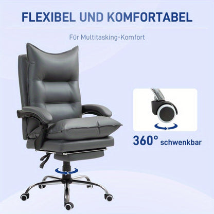 Bureaustoel – Bureaustoel – Werkstoel – Computerstoel – Directiestoel – Ergonomisch Met Verstelbare Rugleuning – Inclusief Voetensteun – Donkergrijs – Comfortabel En Duurzaam