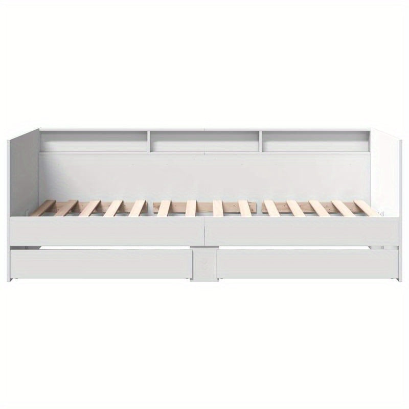 Bedbank – Daybed – Slaapbank – Logeerbed – Bedlade – Wit – 75x190 cm – Hout – Ruimtebesparend Met Ladeopbergruimte
