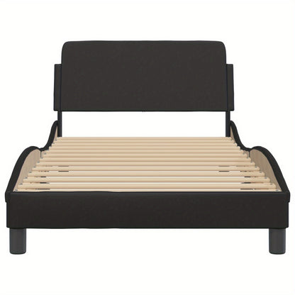 Bed frame with headboard black 100x200 cm faux leather with Slat Support Platform Bed Frame Suitable for Mattress Size 100 x 200 cm (without mattress) for Bedroom