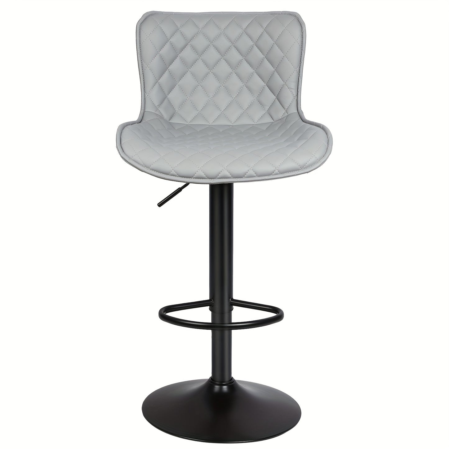 Barkrukken – Barkruk Set – Barstoel – Keukenstoelen – Barkrukken Verstelbaar – 2 Stuks – Grijs Kunstleer – Draaibaar Met Rugleuning