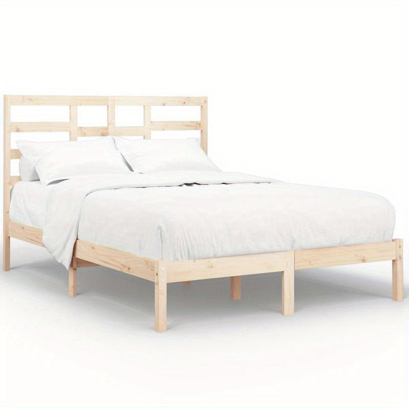 Contemporary Solid Wood Bed Frame 120x200cm - Light Wood Finish, Removable Headboard & Footboard, Easy Assembly, No Mattress Included, Minimalist Bedroom Furniture, Bedroom Furniture, Sleek Design, Durable Construction