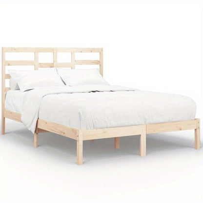 Contemporary Solid Wood Bed Frame 120x200cm - Light Wood Finish, Removable Headboard & Footboard, Easy Assembly, No Mattress Included, Minimalist Bedroom Furniture, Bedroom Furniture, Sleek Design, Durable Construction