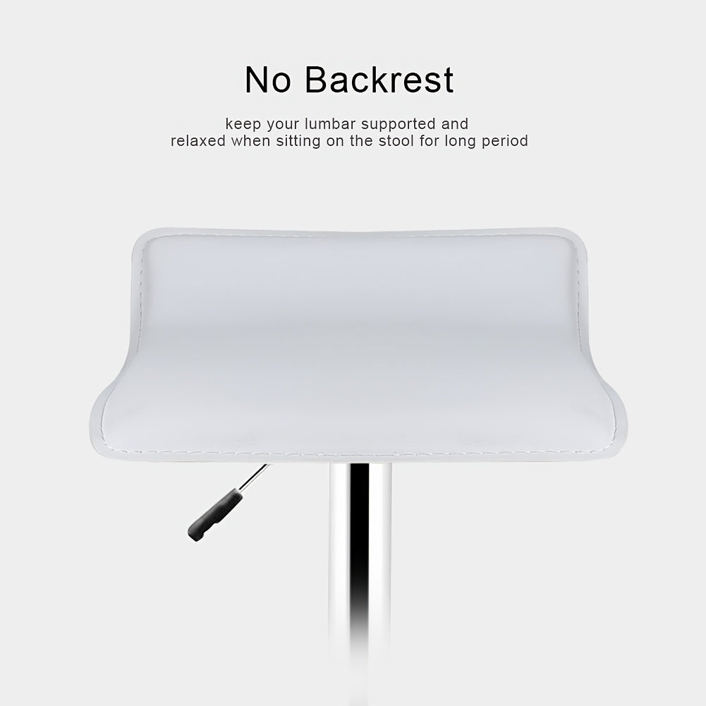 Barstoel – Barkruk – Barstoel Keuken – Barkrukken Set – Barstoelen – Verstelbare Zithoogte 55-75 cm – 360° Draaibaar – Wit PU Leer – Met Metalen Onderstel