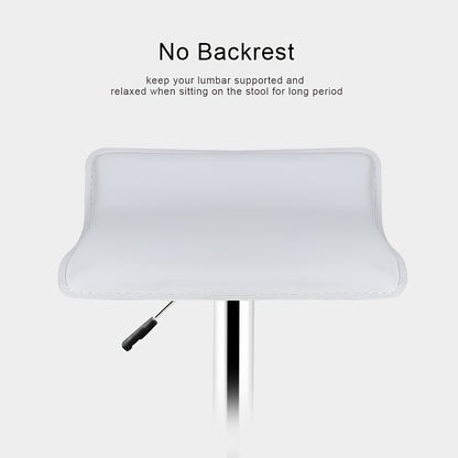 Barstoel – Barkruk – Barstoel Keuken – Barkrukken Set – Barstoelen – Verstelbare Zithoogte 55-75 cm – 360° Draaibaar – Wit PU Leer – Met Metalen Onderstel