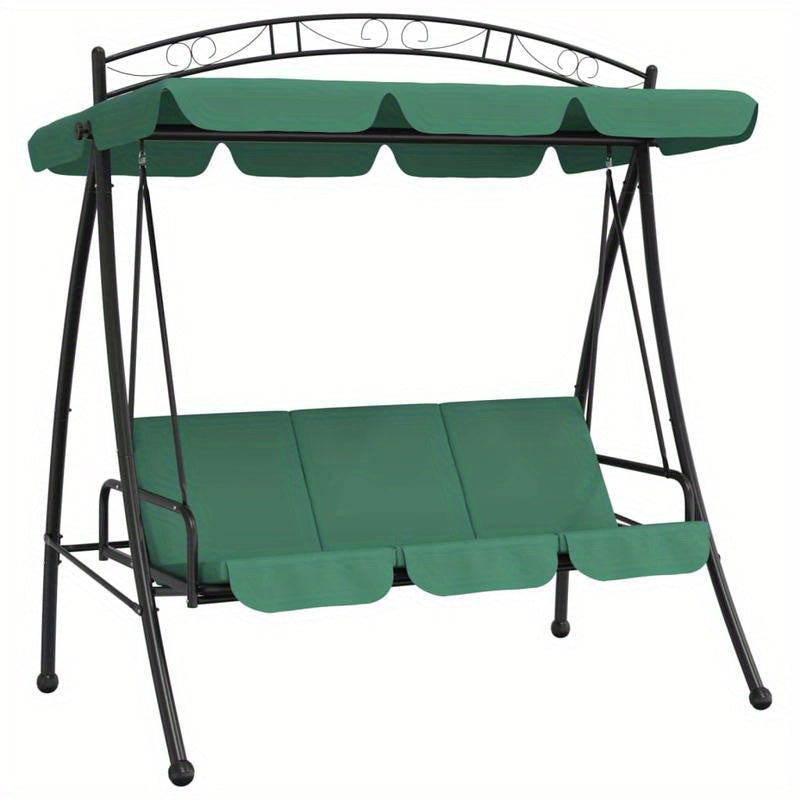 Schommelbank – Schommelstoel – Loungestoel – Relaxbank – Tuinbank – Met Groene Canopy – 198 cm – Staal en Textiel