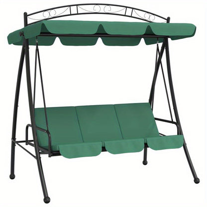 Schommelbank – Schommelstoel – Loungestoel – Relaxbank – Tuinbank – Met Groene Canopy – 198 cm – Staal en Textiel
