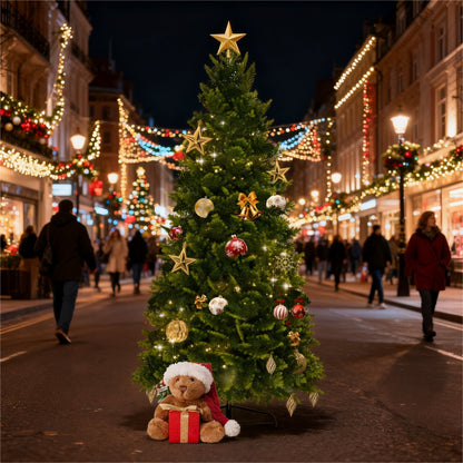 Kunstkerstboom – Kunstmatige Kerstboom – LED Kerstboom – Nepspar – Kerstboom 210 cm – Dimbare LED Verlichting – Stevige Metalen Standaard