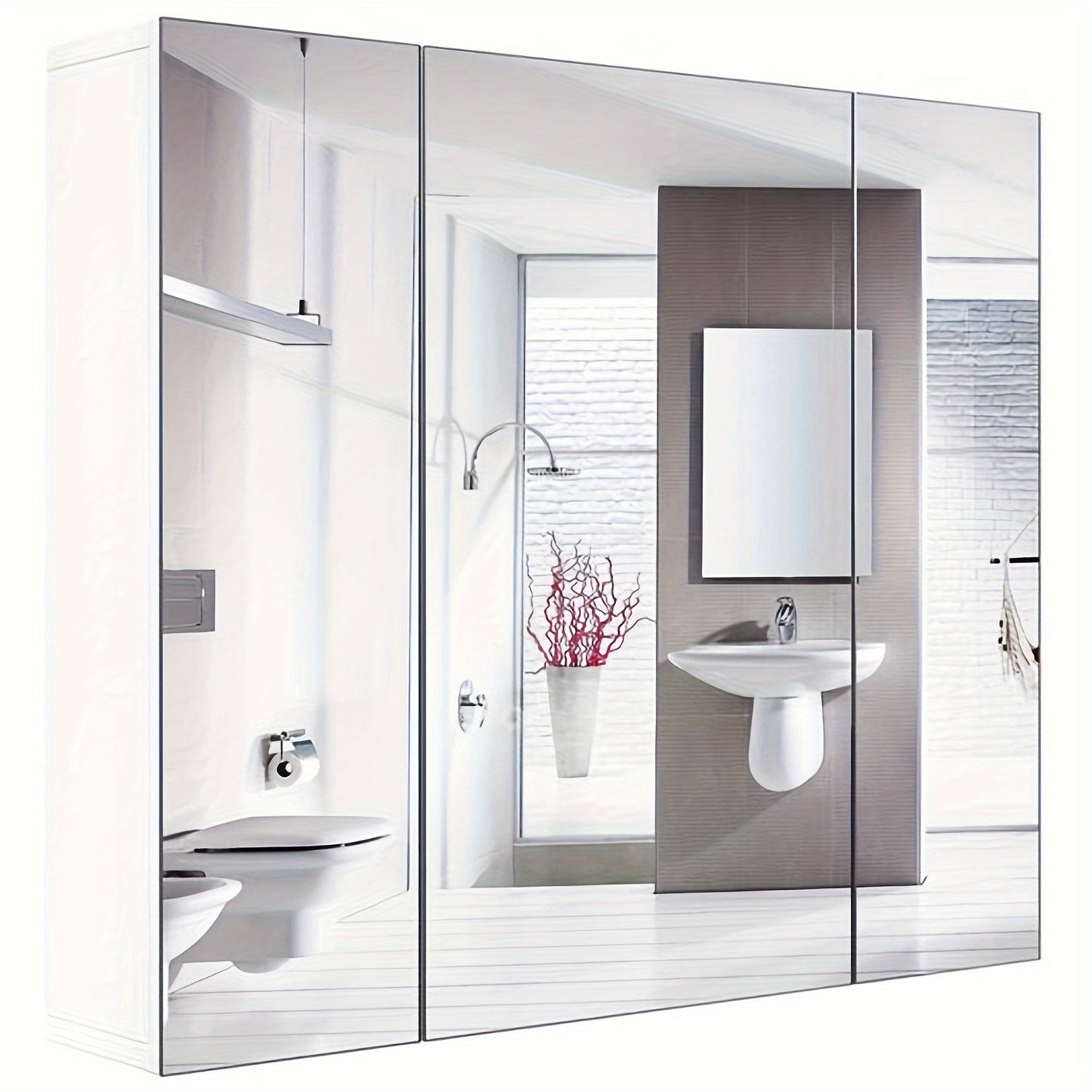 Badkamerspiegelkast – Spiegelkast – Medicijnkast – Wandkast – Badkamermeubel – Wandmontage – Hout – Vochtbestendig – Ruimtebesparend – Modern Wit