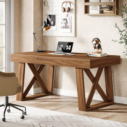 Retro Bureau – Werkplek Bureau – Computerbureau – Thuiswerkplek – Studiebureau – 139,7 cm Breed – Ingebouwde Lade