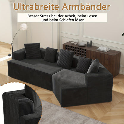 Modulaire Hoekbank – Sectional Bank – L-Vormige Bank – Slaapbank – Modulaire Sofa – Chenillestof – Katoenen Kussens – Eenvoudige Montage – Lichtgewicht Zonder Houten Frame