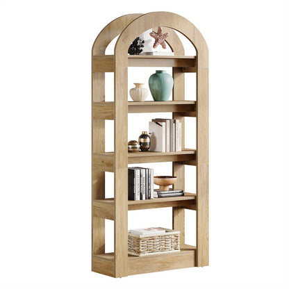 5-laags Boekenkast – Boekenplank – Staande Kast – Opbergrek – Display Rek – Eikenhout Kleur – Modern Design – Robuuste MDF Constructie
