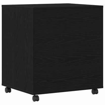 Large Black Oak ( Wood) Printer Stand with 4-Wheel-like Legs, Heavy-Duty Desktop Printing Cabinet, Space-Saving Organizer with Shelves & White-Tipped Feet, Easy Assembly, 60x50x67cm for /Office Printer, Scanner,