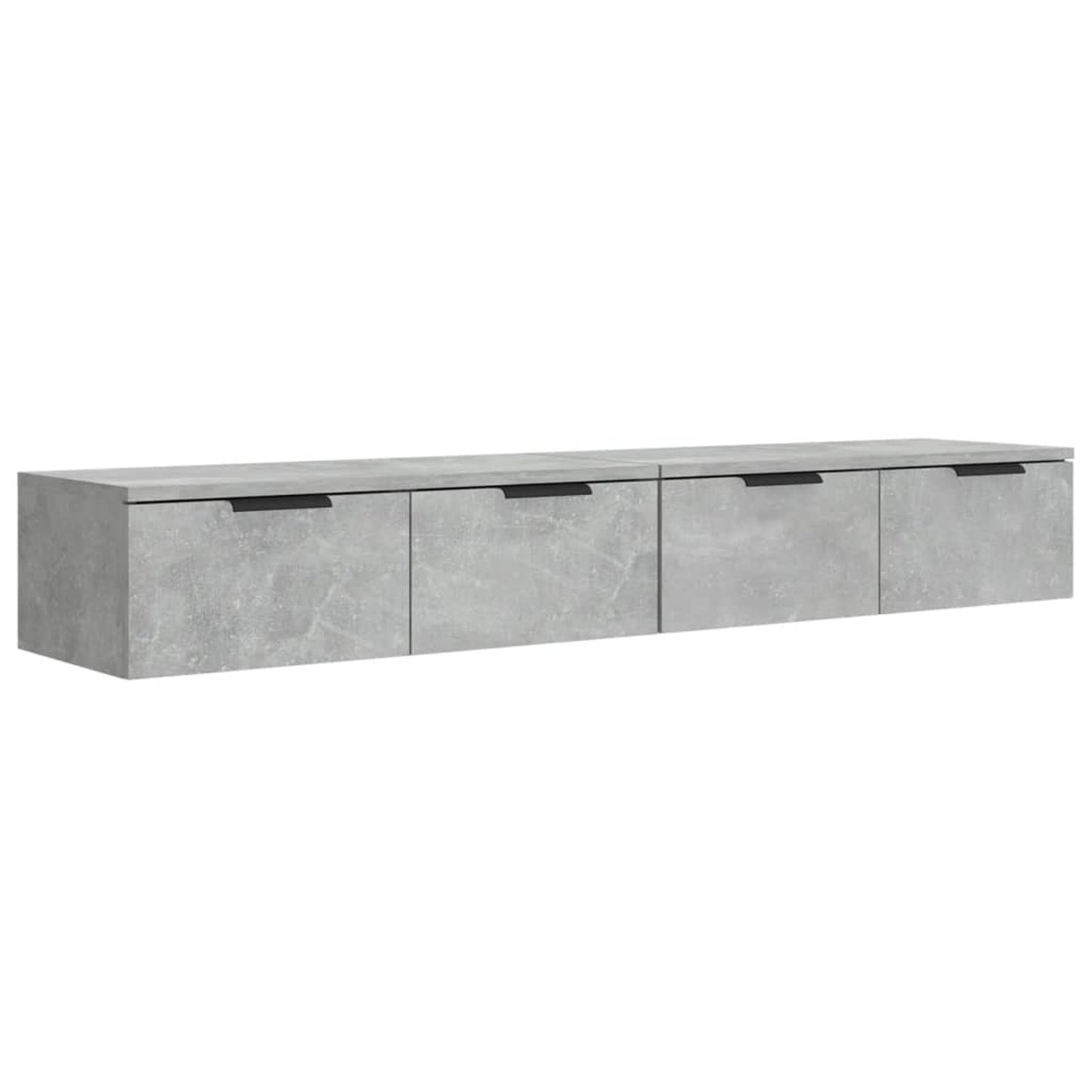 Wandkast – Opbergkast – Vakkenkast – Boekenkast – Dressoir – Set van 2 – Betongrijs – Fineerhout – 68x30x20 cm – Eenvoudige Wandmontage