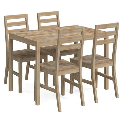 Houten Eetkamer Set – Eettafel Set – Eetkamertafel – Houten Meubel – Keukentafel – Massief Acaciahout – Ruim Tafelblad – Comfortabele Stoelen Met Rugleuning