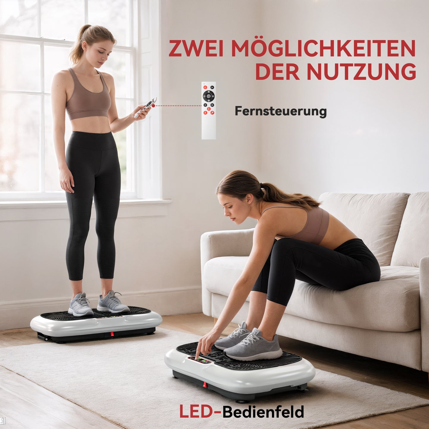 Vibratieplaat – Trillingsplaat – Balansbord – Fitnessplaat – Trainingsapparaat – 99 Instelbare Snelheidsniveaus – Inclusief 2 Fitnessbanden – Compact 73x40x13 cm – Wit/Zwart