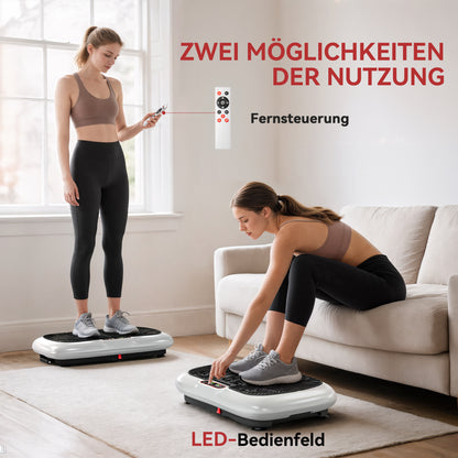 Vibratieplaat – Trillingsplaat – Balansbord – Fitnessplaat – Trainingsapparaat – 99 Instelbare Snelheidsniveaus – Inclusief 2 Fitnessbanden – Compact 73x40x13 cm – Wit/Zwart