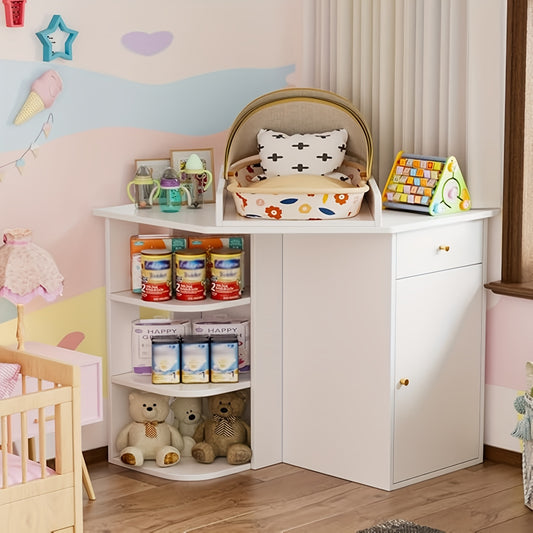 White Drawer Cabinet, 85 X 85 X 86, 5 Cm, Cabinet, Dressing Table, Corner Drawer Cabinet with 2 Drawer Cabinets And 3 Open Shelves, Suitable for Bedroom, Living Room, Multifunctional Drawer Cabinet