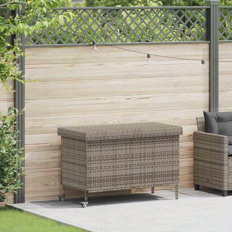 Opbergbox Tuin – Tuinkussenbox – Tuinkist – Kussenbox – Tuinopbergbox – Poly Rattan – Weerbestendig – Met Wieltjes – 110x55x73 cm – Mobiel en Duurzaam