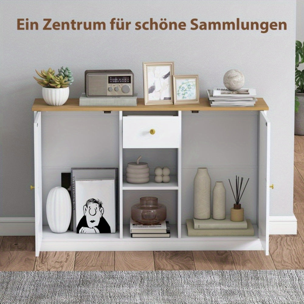 Dressoir – Sideboard – Opbergkast – Buffetkast – Kast – Wit – 120 cm Breed – Melamine Met Lade En Deuren