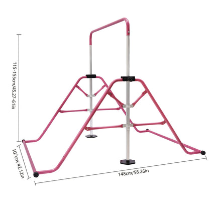 Turnstok – Gymnastiek Bar – Klimrek – Fitness Bar – Turnrek – Verstelbaar 115-155 cm – Stevig Stalen Frame Rosa