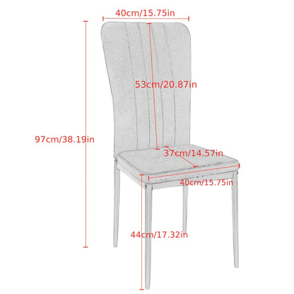 6-delige Zwarte Velvet Eetkamerstoel Set – Eetkamerstoel – Keukenstoel – Restaurantstoel – Stoel Met Rugleuning – Verticale Strepen – Zacht Fluwelen Bekleding – Lichtgewicht & Compact