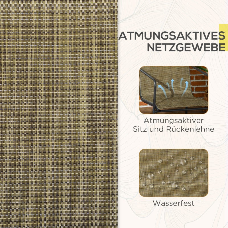 Balkonstoelen – Tuinstoelen – Buitenstoelen – Terrasstoelen – Balkonstoel Set Bruin – Stevig Metalen Frame – Ademend Polyester