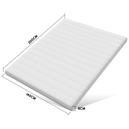 Matras Topper – Matrasverhoger – Matrasbeschermer – Slaaptopper – Bedverbeteraar – 140x200 cm – 8 cm Dikte – 7-Zones Ergonomisch – Koudschuim Met Gel Schuim