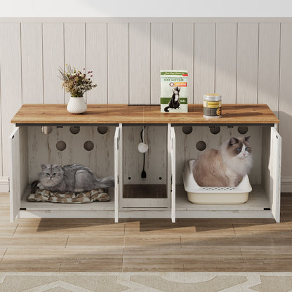 Kattenbakhuis – Kattenbakmeubel – Kattenbakkast – Kattenhuis – Kattenbench – Privacy En Geurvermindering – Gelamineerd Hout 140x50x53 cm