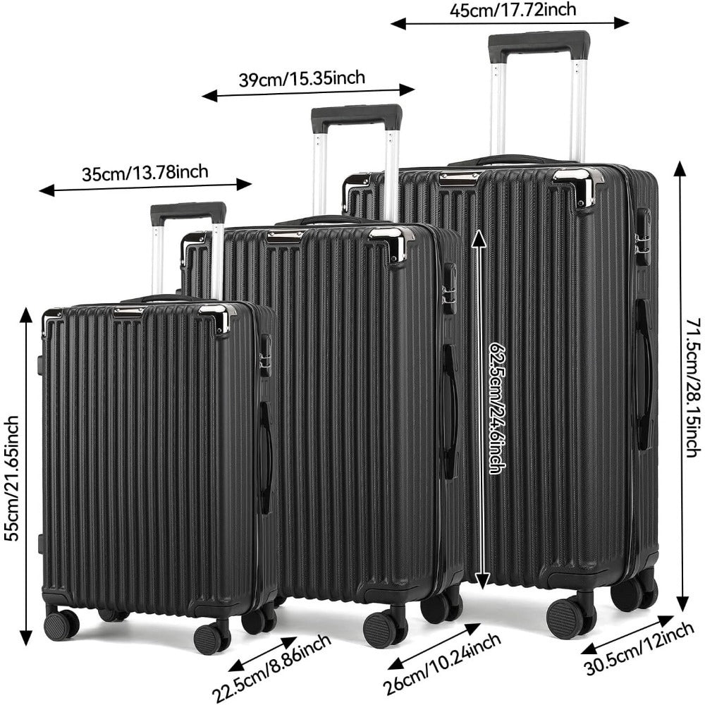 Koffer Set – Harde Koffer – Reiskoffer – Trolley – Bagage – 3 Delig – ABS Rigid Materiaal – 4 Zwenkwielen & Combinatieslot – 20/24/28 Inch
