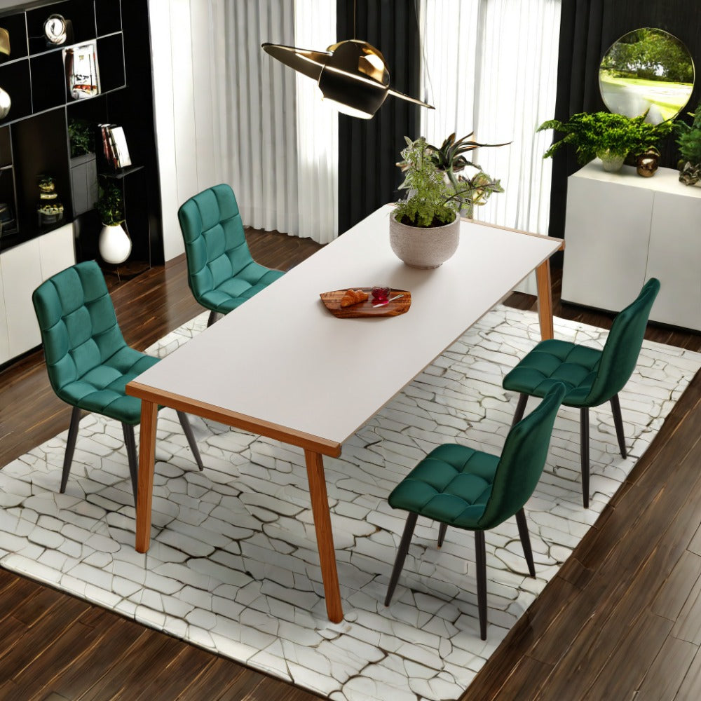 Eetkamerstoel – Dinerstoel – Keukenstoel – Stoel – Kuipstoel – Velvet Bekleding – Metalen Frame – Ergonomisch Comfort – Set Van 4 – Groen
