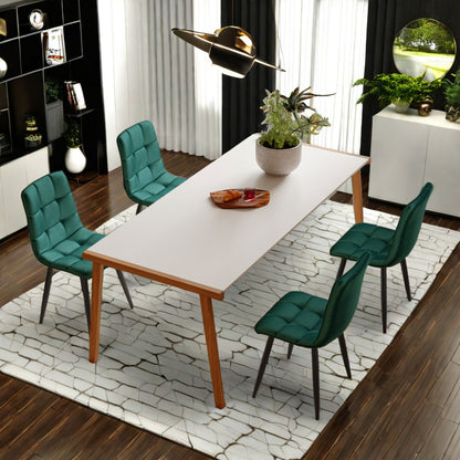 Eetkamerstoel – Dinerstoel – Keukenstoel – Stoel – Kuipstoel – Velvet Bekleding – Metalen Frame – Ergonomisch Comfort – Set Van 4 – Groen