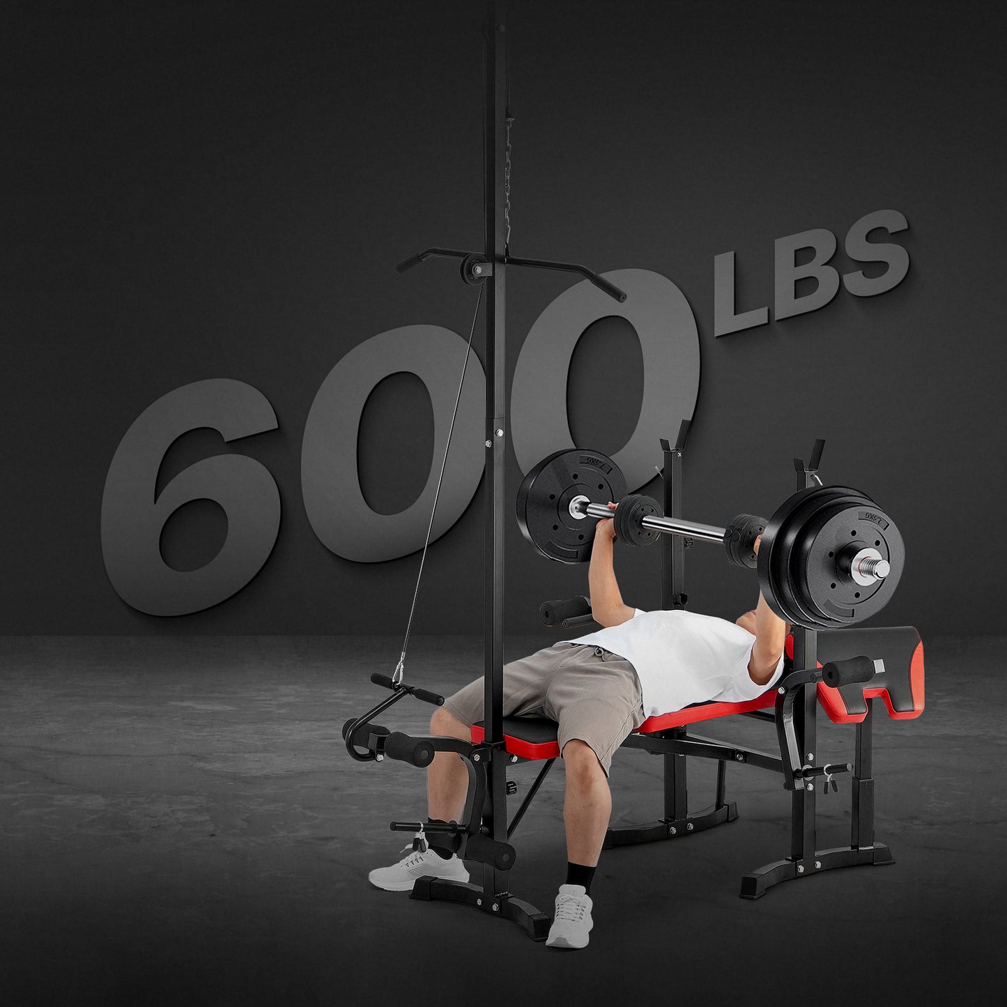 Fitnessbank – Gewichtbank – Trainingsbank – Krachtbank – Sit-up bank – Verstelbare Rugleuning – Industrieel Staal Met Antislipvoet – Comfortabele Foamkussens