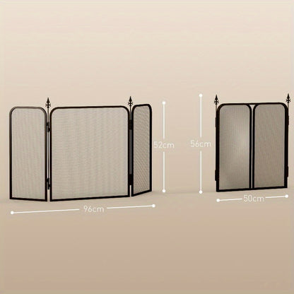 Haardscherm – Openhaard scherm – Vuurhaard beveiliging – Houtkachel afscherming – Glasvuurhaard scherm – Vouwbaar 96x56 cm – Hittebestendige glasdeuren & Mesh Achterpaneel