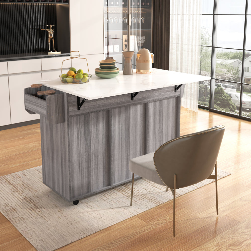 Keukentrolley – Keukenwagen – Serveerwagen – Keukenkast – Opbergkast – Wit – Opklapbaar Werkblad – Lockable Opbergruimte – Mobiel – 39x46x91,5 cm – Kunststof