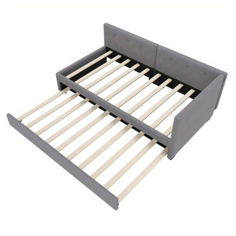 Daybed – Slaapbank – Uittrekbed – Logeerbed – Eenpersoonsbed – Minimalistisch Design – Uittrekbaar Bed 90x200 cm – Stevig Kunststof Frame Grijs