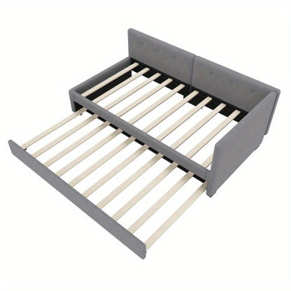 Daybed – Slaapbank – Uittrekbed – Logeerbed – Eenpersoonsbed – Minimalistisch Design – Uittrekbaar Bed 90x200 cm – Stevig Kunststof Frame Grijs