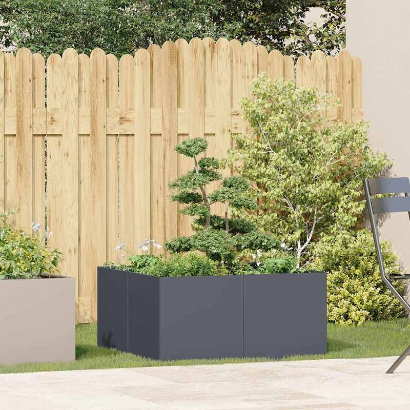 Plantenbak – Bloembak – Tuinbak – Moestuinbak – Balkontuinbak – Antraciet – Koudgewalst Staal – 80x80x40 cm – Weerbestendig & Verhoogd Plantbed