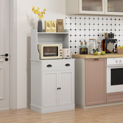 Magnetronkast – Keukenkast – Opbergkast – Kast Met Lade – Keukenmeubel – Verstelbare Planken – Waterafstotend MDF – Wit – Compact Formaat – Anti-Kantel Veilig